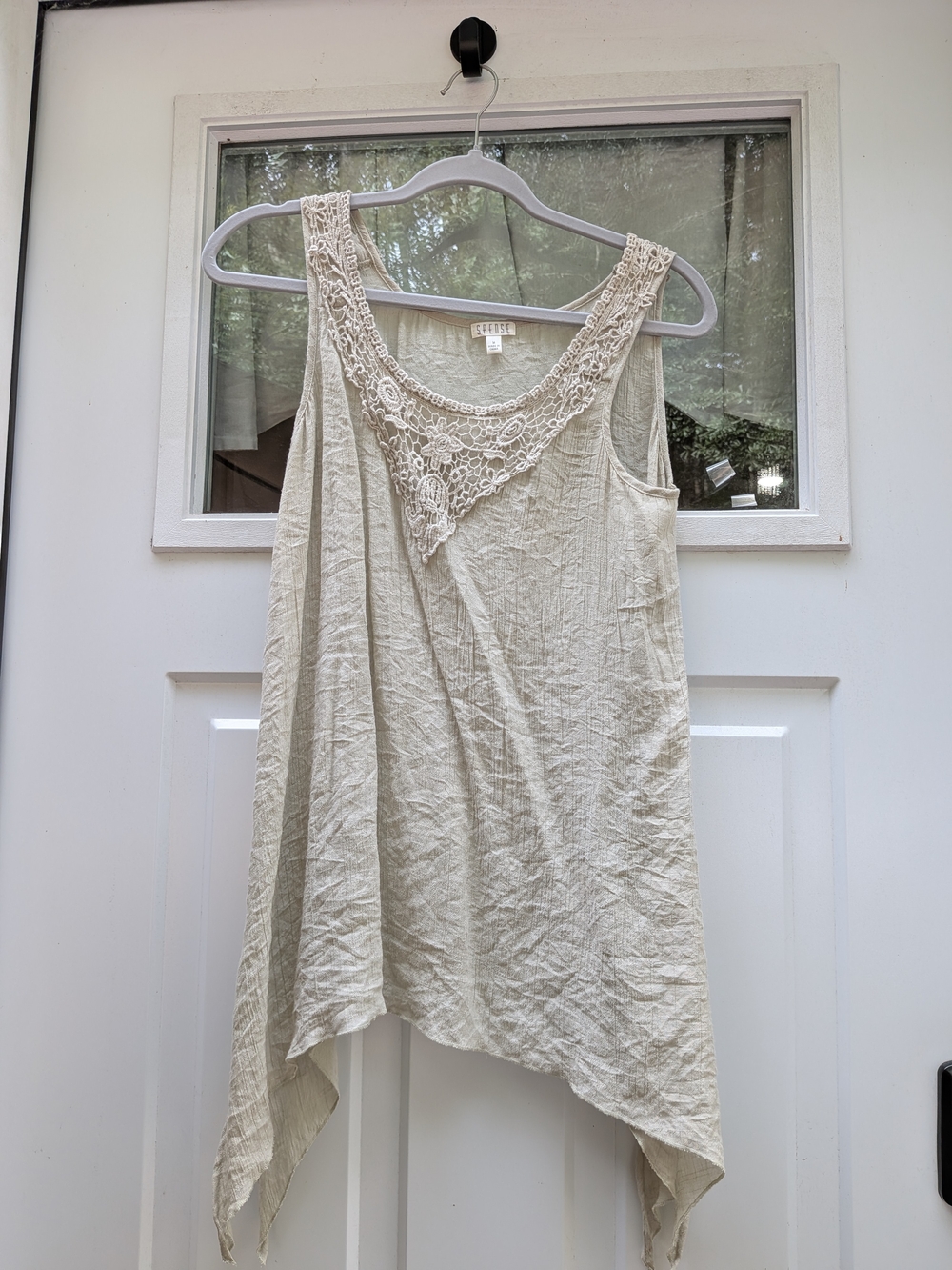 Spense Sleeveless Crochet Boho Handkerchief Top Beach Casual Lagenlook